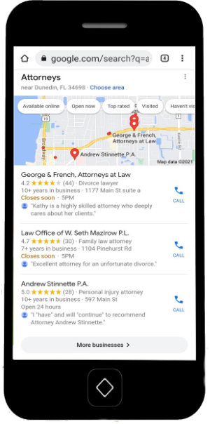 Google Business Maps section