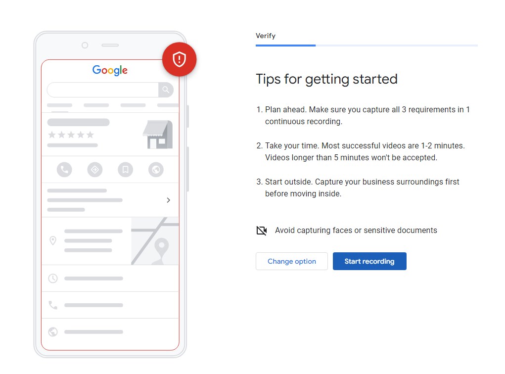 Google my business verification